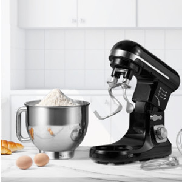 Stand Mixer, Kitchen Electric Mixer, Tilt-Head Food Dough Mixer 6-Speed with Whisk, Double Dough Hook, Mixing Beater & Splash Guard for Baking, Cake, Cookie, Kneading