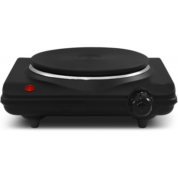 Gourmet Countertop Coiled, Electric Hot Burner, Temperature Controls, Power Indicator Lights, Easy to Clean, Single, Black