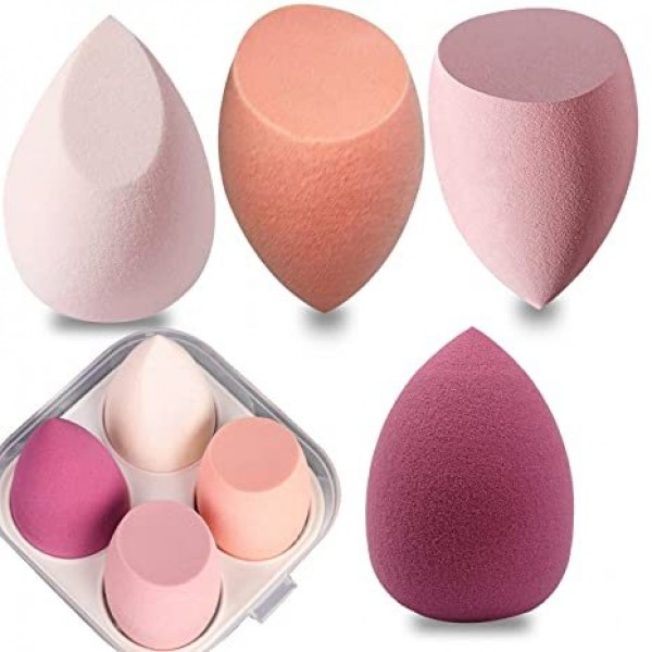       4 Pcs Makeup Sponge Set Blender, Foundation Blending Beauty Sponge, Soft Sponge For Liquid Foundation, Creams, Powders, Latex Free Wet and Dry Makeup Sponges 