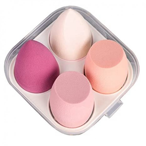       4 Pcs Makeup Sponge Set Blender, Foundation Blending Beauty Sponge, Soft Sponge For Liquid Foundation, Creams, Powders, Latex Free Wet and Dry Makeup Sponges 