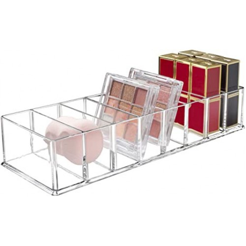      Detachable Makeup Organizer, 8 Compartments Acrylic Cosmetic Storage Jewelry Display Boxes, Clear Drawer Organizers Case for Dresser Vanity Bathroom Kitchen