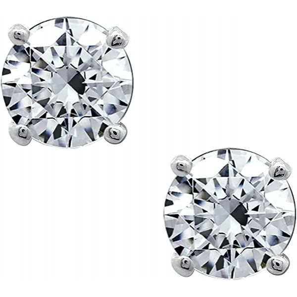  Platinum Plated Sterling Silver Stud Earrings set with Round Cut Infinite Elements Cubic Zirconia (2 cttw)